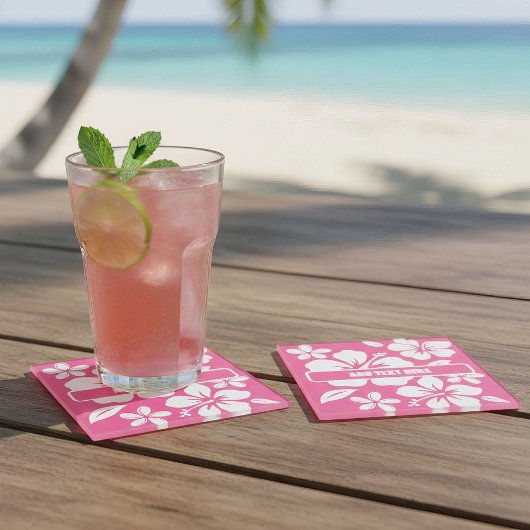 Dessous-de-verre En Verre Fleurs de plage rose tropical