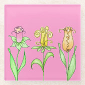 Dessous-de-verre En Verre Fleurs de printemps Pastel (Devant)