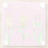 Dessous-de-verre En Verre Fleurs de printemps Pastel (Dos)