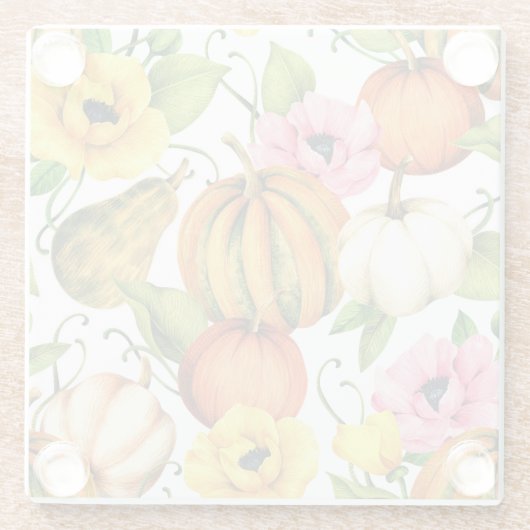 Dessous-de-verre En Verre Fleurs de soleil citrouilles : Aquarelle Motif des (Dos)