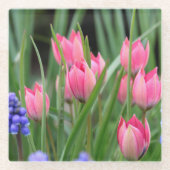 Dessous-de-verre En Verre Fleurs de tulipes roses - (Devant)