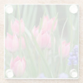 Dessous-de-verre En Verre Fleurs de tulipes roses - (Dos)