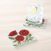 Dessous-de-verre En Verre Fleurs d'été joyeuses floraison de pavot (Incliné)