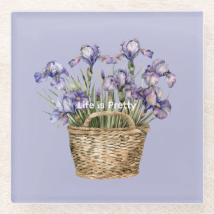 Dessous-de-verre En Verre Fleurs d'Iris Violettes
