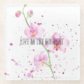 Dessous-de-verre En Verre Fleurs d'orchidées roses (Devant)