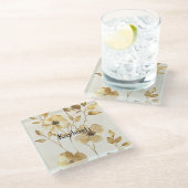 Dessous-de-verre En Verre Fleurs dorées chic (Incliné)