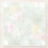Dessous-de-verre En Verre Fleurs et ananas tropicaux (Dos)