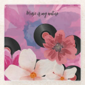 Dessous-de-verre En Verre Fleurs et vinyle (Devant)