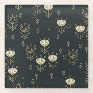 Dessous-de-verre En Verre Fleurs ethniques : Conception ornementale Vintage