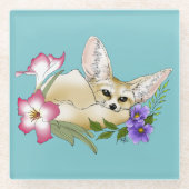 Dessous-de-verre En Verre Fleurs Fennec Fox mignonnes (Devant)