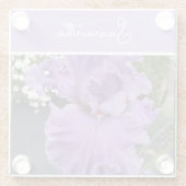 Dessous-de-verre En Verre Fleurs Iris Fleurs Violet Lavande Nom des femmes (Dos)