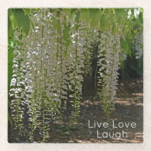 Dessous-de-verre En Verre Fleurs Jardin Blanc Wisteria Live Love Laugh