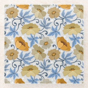 Dessous-de-verre En Verre Fleurs Jaunes : Conception Textile sans joint
