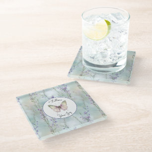 Dessous-de-verre En Verre Fleurs Lavande Jolies Romantiques
