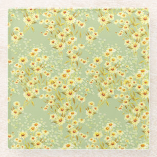 Dessous-de-verre En Verre Fleurs marguerites : Aquarelle Sombre Sans Couleur