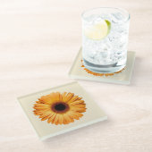 Dessous-de-verre En Verre Fleurs | Orange Gerbera (Incliné)