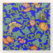 Dessous-de-verre En Verre Fleurs porcelaines chinoises d'époque et papillons (Devant)