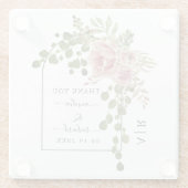 Dessous-de-verre En Verre Fleurs roses poussiéreuses, arche et mariage monog (Dos)