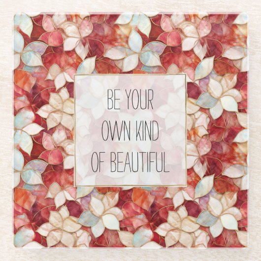 Dessous-de-verre En Verre Fleurs rouges et blanches (Devant)