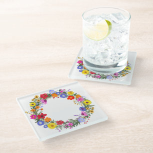 Dessous-de-verre En Verre Fleurs sauvages Dessous de verre en verre coster