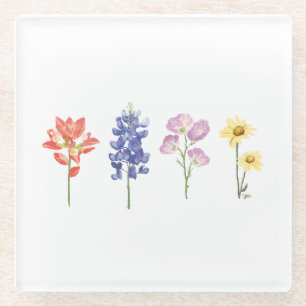 Dessous-de-verre En Verre Fleurs sauvages du Texas - Pinceau indien, Bluebon