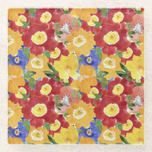 Dessous-de-verre En Verre Fleurs sauvages : motif floral répétitif sans cout