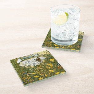 Dessous-de-verre En Verre Fleurs sauvages néerlandais Art Nouveau Meadow, Pa