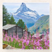 Dessous-de-verre En Verre Fleurs | Summer Matterhorn Suisse (Devant)