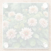 Dessous-de-verre En Verre Fleurs Verdure Élégant Aquarelle (Dos)