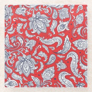 Dessous-de-verre En Verre Fleurs vintages rouges mignons motif