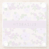 Dessous-de-verre En Verre Fleurs Violettes, Motif De Fleurs, Votre Nom (Dos)