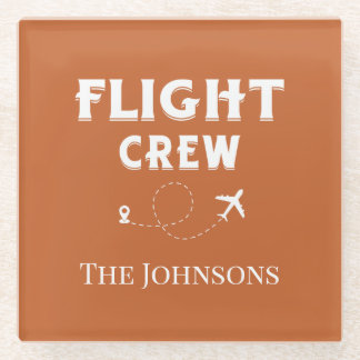 Dessous-de-verre En Verre Flight Crew Airplane Fly Terracotta Personalized 