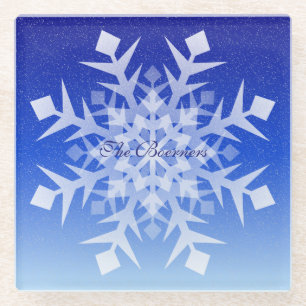 Dessous-de-verre En Verre Flocon blanc sur la neige qui tombe