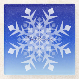 Dessous-de-verre En Verre Flocon blanc sur la neige qui tombe