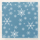 Dessous-de-verre En Verre Flocon de neige de Noël en bleu (Devant)