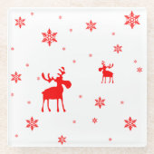 Dessous-de-verre En Verre Flocons de neige rouges simples modernes (Devant)