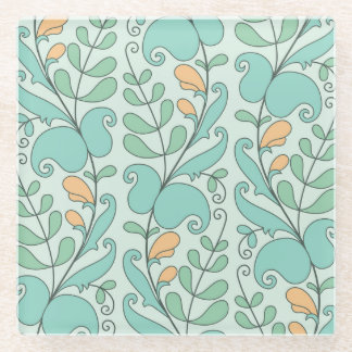 Dessous-de-verre En Verre Floral Abstrait : Motif Vintage sans fil