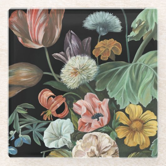 Dessous-de-verre En Verre Floral baroque - Bouquet de fleurs (Devant)