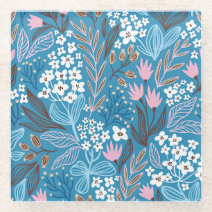 Dessous-de-verre En Verre Floral Ditzy : Design Vintage de printemps.