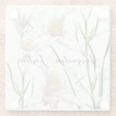 Dessous-de-verre En Verre Floral Elegant Chic Cute Calligraphie Ajouter Nom (Dos)