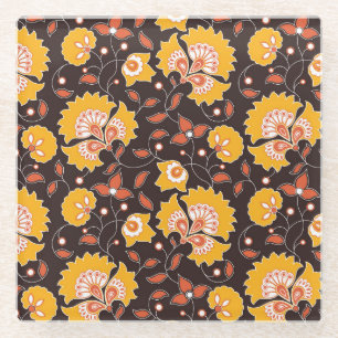 Dessous-de-verre En Verre Floral Indien couleur Vintage sans fil
