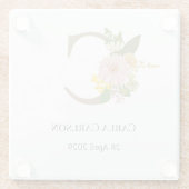 Dessous-de-verre En Verre Floral Monogram Letter C Custom Name and Date (Dos)
