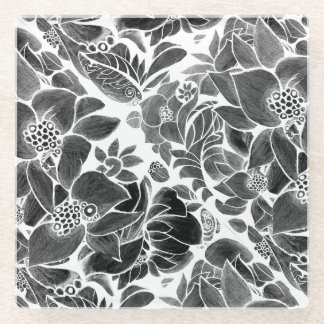Dessous-de-verre En Verre Floral noir blanc