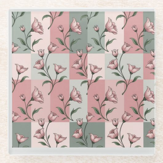 Dessous-de-verre En Verre Floral Pattern Coaster (Devant)