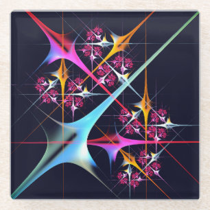 Dessous-de-verre En Verre Floral rose moderne Art Abstrait Couleur Motif #01