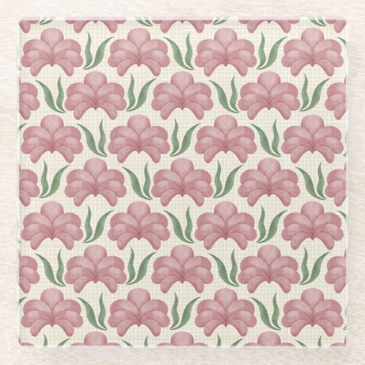 Dessous-de-verre En Verre Flore Rose Poussiéreuse (Devant)