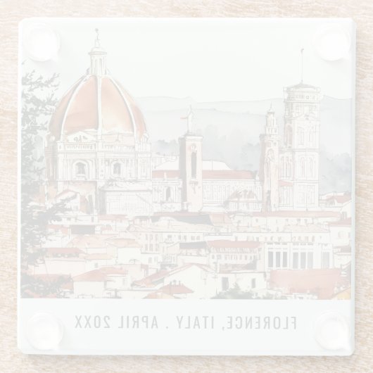 Dessous-de-verre En Verre Florence Cathédrale Italie Aquarelle Voyage italie (Dos)