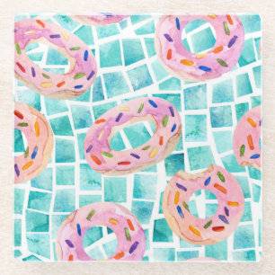 Dessous-de-verre En Verre Flottes de la piscine d'été aquarelle mosaïque
