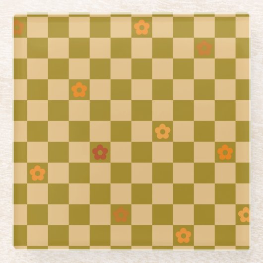 Dessous-de-verre En Verre Flowe Checkered Pattern - No. 02 (Devant)