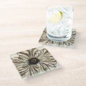 Dessous-de-verre En Verre Flowerhead Fresco sur Tan Arrière - plan (Incliné)